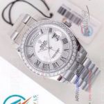 Perfect Replica Rolex Day Date II White Diamond Dial Diamond Bezel Oyster 41mm Watch